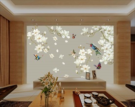 花鸟电视背景墙
