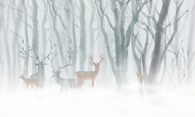 麋鹿剪影电视背景墙