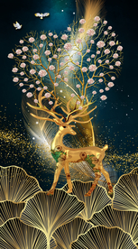 麋鹿玄关装饰画