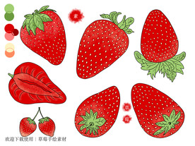 草莓手绘素材