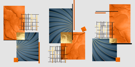 抽象几何金箔三联玄关