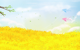 卡通装饰金色油菜花