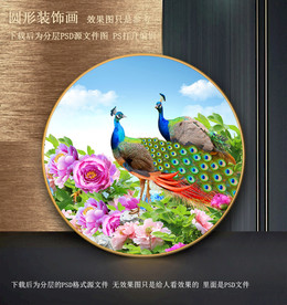 孔雀圆形装饰画