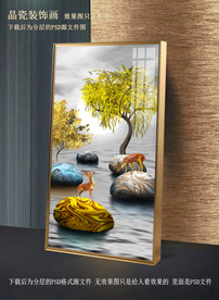 鹅卵石麋鹿装饰画