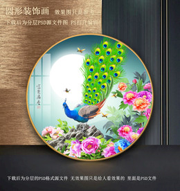 圆形孔雀装饰画