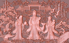 招财进宝铜雕背景墙