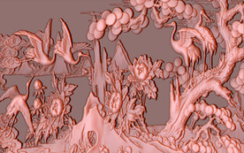 松鹤延年迎客松铜雕背景墙