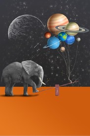 爱马仕抽象大象星球儿童房装饰画