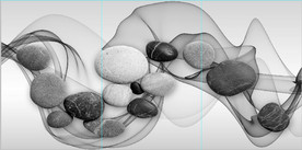 现代北欧风飘带鹅卵石装饰无框画