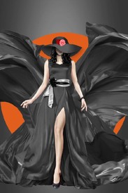 现代爱马仕长裙美女玄关装饰画