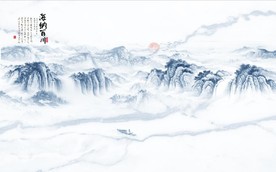 新中式水墨山水国画电视背景墙