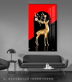 北欧金色麋鹿玄关画
