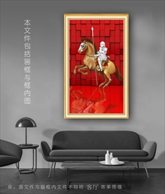 红色高档玄关客厅挂画