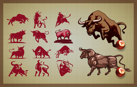 矢量手绘公牛系列
