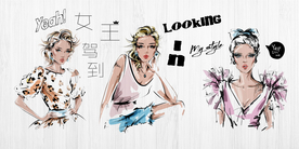 时尚美女手绘美女装饰画背景墙