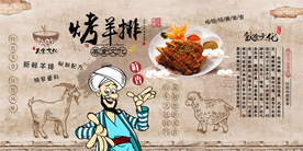 烤羊排背景墙装饰画