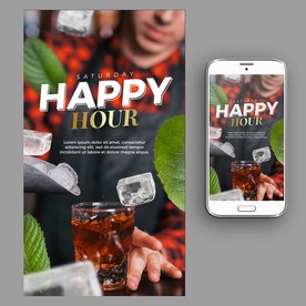 鸡尾酒果汁冰饮海报