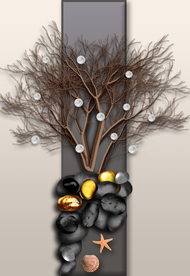 立体石头树木玄关