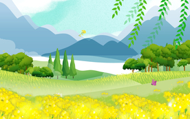 春游油菜花装饰背景