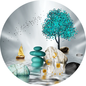 圆形转运石玄关