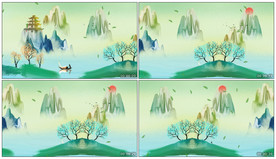 4K中国风绿色山水 背景视频