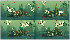 4K中国风国潮仙鹤山水背景视频