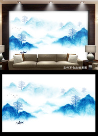 水墨山水背景墙