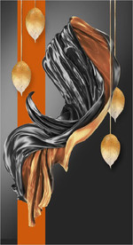 晶瓷爱马仕抽象丝绸玄关装饰画