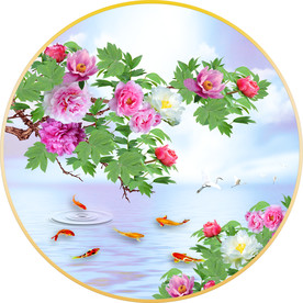 牡丹花圆形装饰画