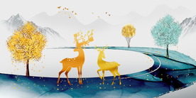 麋鹿装饰画
