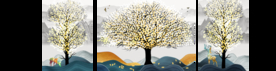 麋鹿树木三联画