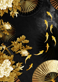 金九鱼玄关装饰画