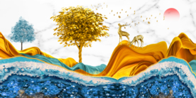 丝带麋鹿山水玄关