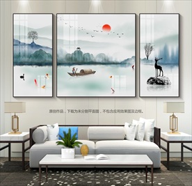 水墨山水画新中式装饰画无框画