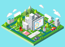 2.5D手机立体建筑场景矢量插