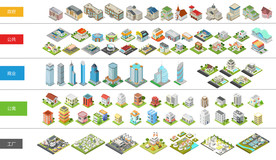 2.5D建筑房子大楼场景矢量插