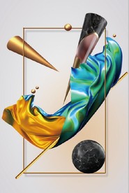 晶瓷现代抽象几何油画玄关装饰画