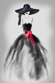 新中式水墨晚礼服美女玄关装饰画