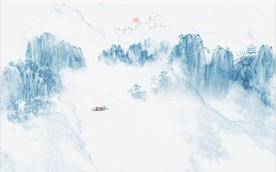 新中式大理石水墨山水背景墙