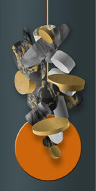 晶瓷现代抽象几何雕塑玄关装饰画