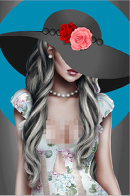 现代北欧风太阳帽美女玄关装饰画