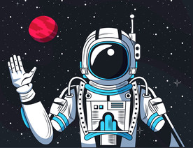 卡通航天宇航员宇宙手绘插画