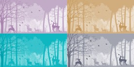 麋鹿剪影装饰画背景墙