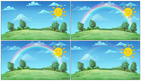 4K卡通草地蓝天白云 背景视频