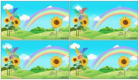 4K卡通彩虹风车向日葵背景视频