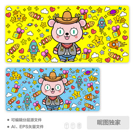 卡通海盗牛仔AI插画