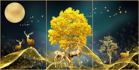 发财树麋鹿装饰画