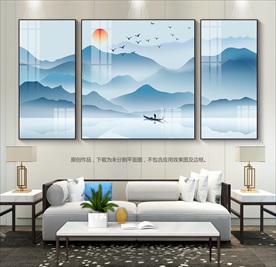 新中式意境山水装饰画客厅挂画
