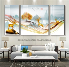 简约现代客厅装饰画无框画三联画