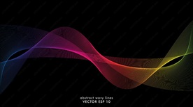 流动背景的彩色波浪线渐变色黑色